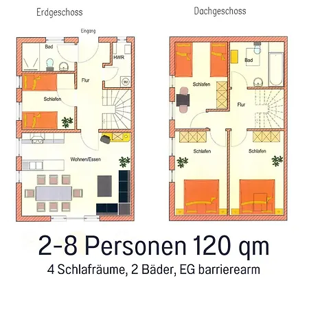 בית נופש Komfortables Strandzauber Auf Fuer 8 Personen Mit 4 Schlafzimmern Und 2 Baedern *